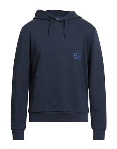 Ea7 Man Sweatshirt Navy Size M Cotton, Elastane In Black