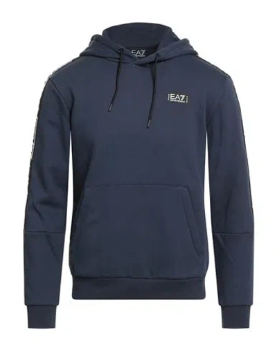 Ea7 Man Sweatshirt Navy Size S Cotton, Polyester In Blue