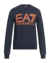 Ea7 Man Sweatshirt Navy Size Xl Cotton In Blue