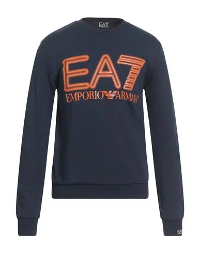 Ea7 Man Sweatshirt Navy Size Xl Cotton In Blue