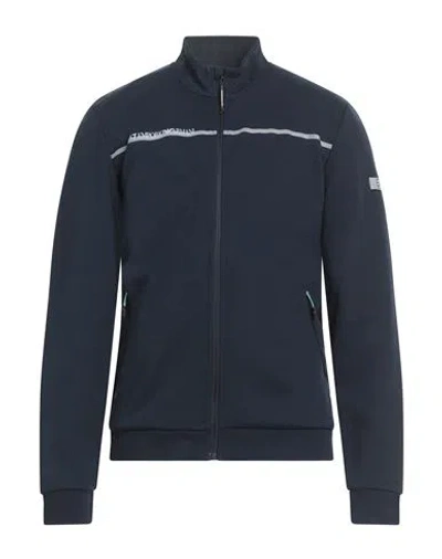 Ea7 Man Sweatshirt Navy Size Xl Polyester, Cotton, Elastane In Multi