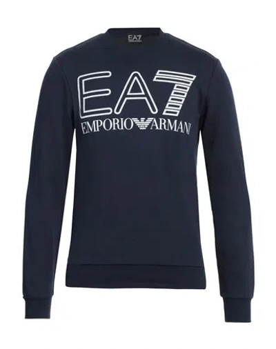 Ea7 Man Sweatshirt Navy Size Xs Cotton, Elastane In Navy
