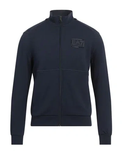 Ea7 Man Sweatshirt Navy Size Xs Cotton, Polyester, Elastane