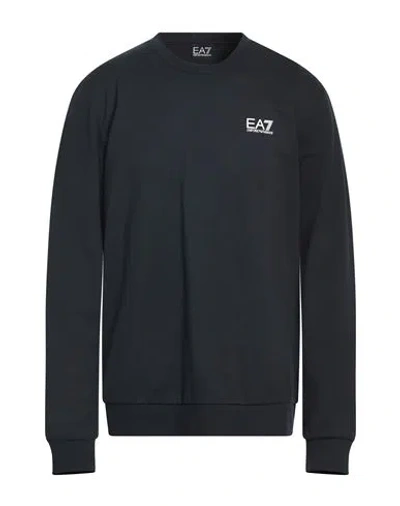 Ea7 Man Sweatshirt Navy Size Xxl Cotton In Black