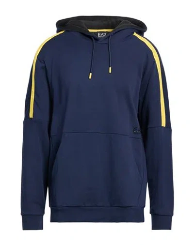 Ea7 Man Sweatshirt Navy Size Xxl Cotton In Blue