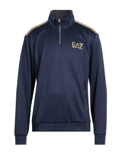 Ea7 Man Sweatshirt Navy Size Xxl Polyester In Multi