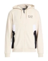 Ea7 Man Sweatshirt Off White Size 3xl Cotton, Polyester, Elastane In Multi