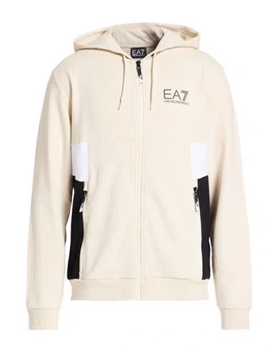 Ea7 Man Sweatshirt Off White Size 3xl Cotton, Polyester, Elastane In Multi