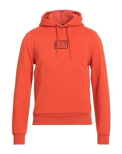 Ea7 Man Sweatshirt Orange Size 3xl Cotton, Polyester, Elastane