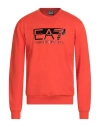 Ea7 Man Sweatshirt Orange Size 3xl Cotton In Red