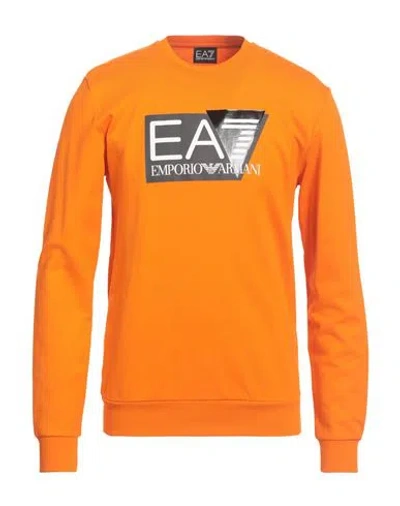 Ea7 Man Sweatshirt Orange Size L Cotton