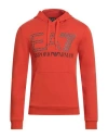 Ea7 Man Sweatshirt Orange Size L Cotton, Elastane In Orange