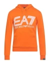 Ea7 Man Sweatshirt Orange Size Xxl Cotton, Elastane