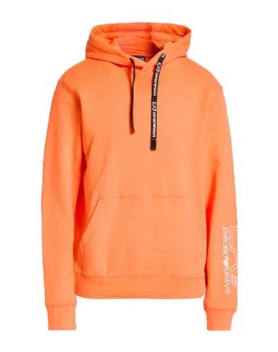 Ea7 Man Sweatshirt Orange Size Xxl Organic Cotton