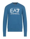 Ea7 Man Sweatshirt Pastel Blue Size 3xl Cotton, Elastane