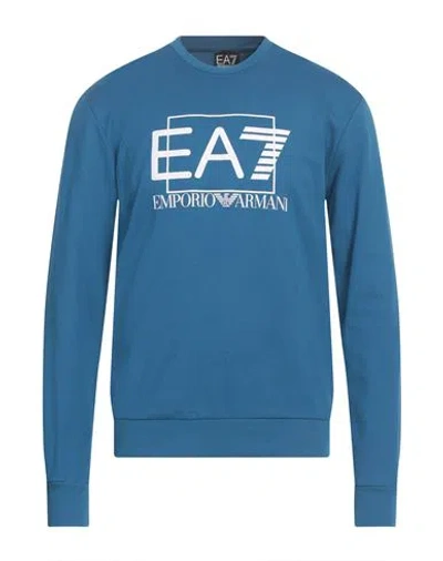Ea7 Man Sweatshirt Pastel Blue Size 3xl Cotton, Elastane
