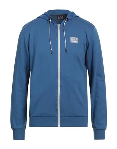 Ea7 Man Sweatshirt Pastel Blue Size 3xl Cotton, Polyamide