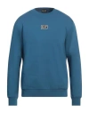 Ea7 Man Sweatshirt Pastel Blue Size Xxl Cotton, Polyester, Elastane In Blue