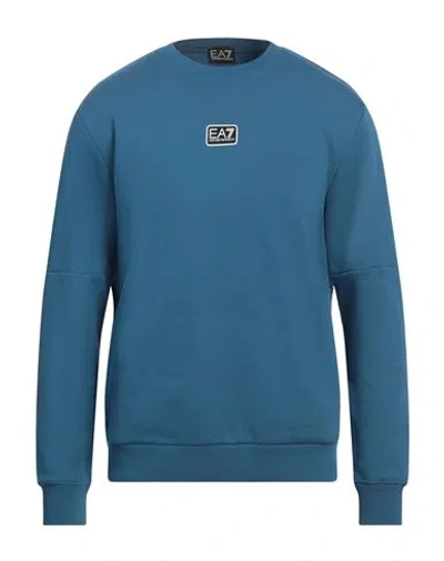 Ea7 Man Sweatshirt Pastel Blue Size Xxl Cotton, Polyester, Elastane