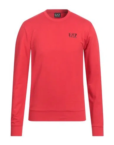 Ea7 Man Sweatshirt Red Size 3xl Cotton, Elastane