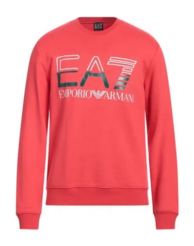 Ea7 Man Sweatshirt Red Size 3xl Cotton, Polyester, Elastane