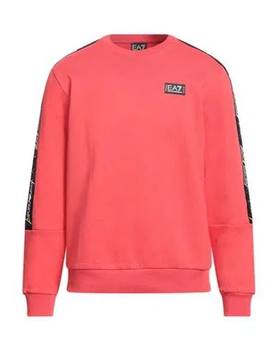 Ea7 Man Sweatshirt Red Size M Cotton, Elastane