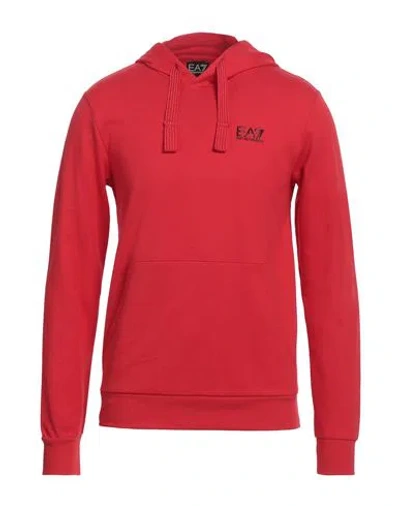 Ea7 Man Sweatshirt Red Size Xl Cotton, Elastane
