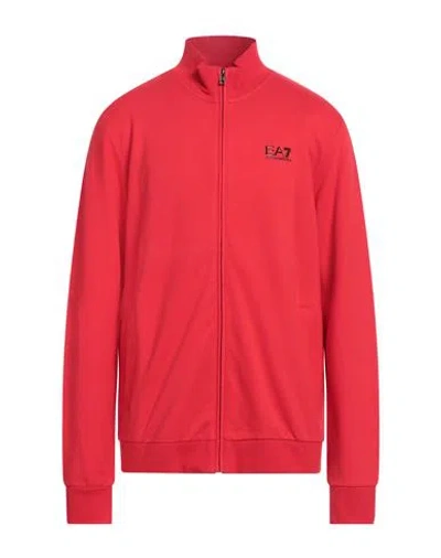 Ea7 Man Sweatshirt Red Size Xxl Cotton, Elastane In Red