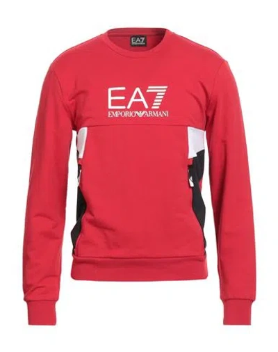 Ea7 Man Sweatshirt Red Size Xxl Cotton, Polyester, Elastane