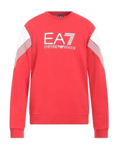 Ea7 Logo-print Crew-neck Sweatshirt In Red