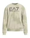 Ea7 Man Sweatshirt Sage Green Size Xl Cotton, Elastane