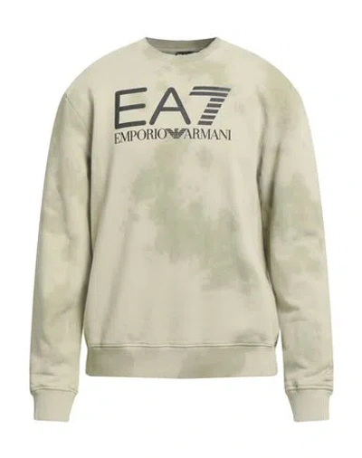 Ea7 Man Sweatshirt Sage Green Size Xl Cotton, Elastane