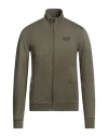 Ea7 Man Sweatshirt Sage Green Size Xl Cotton, Elastane