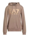 Ea7 Man Sweatshirt Sand Size Xl Cotton In Brown