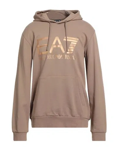 Ea7 Man Sweatshirt Sand Size Xl Cotton In Brown