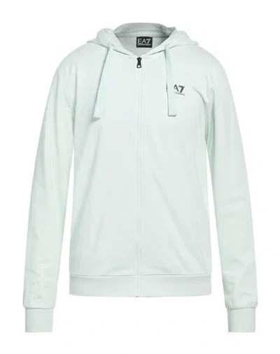 Ea7 Man Sweatshirt Sky Blue Size Xl Cotton In Green