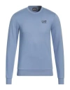 Ea7 Man Sweatshirt Slate Blue Size S Cotton