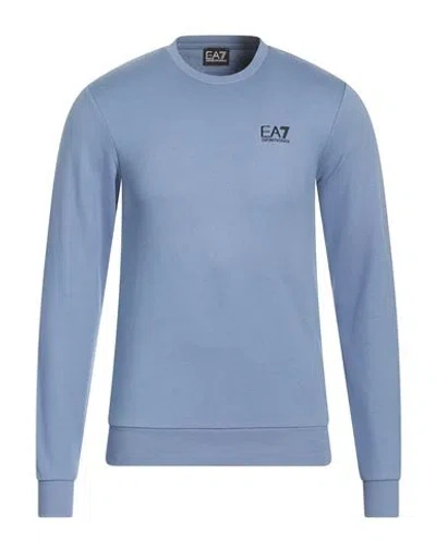 Ea7 Man Sweatshirt Slate Blue Size S Cotton