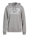 Ea7 Man Sweatshirt Taupe Size 3xl Cotton, Elastane In Gray