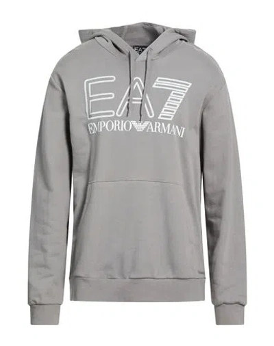 Ea7 Man Sweatshirt Taupe Size 3xl Cotton, Elastane In Gray
