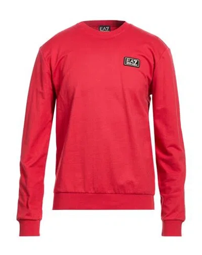 Ea7 Man Sweatshirt Tomato Red Size Xl Cotton, Elastane, Polyamide, Polyester