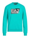 Ea7 Man Sweatshirt Turquoise Size Xl Cotton, Elastane In Blue