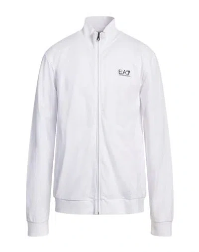 Ea7 Man Sweatshirt White Size 3xl Cotton, Elastane