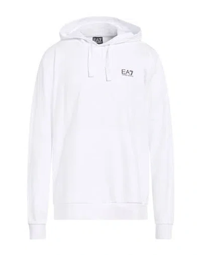 Ea7 Man Sweatshirt White Size 3xl Cotton, Elastane
