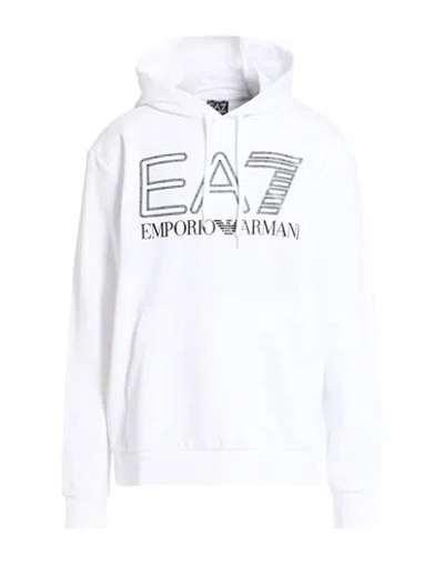 Ea7 Man Sweatshirt White Size 3xl Cotton, Elastane