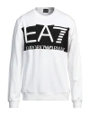 Ea7 Man Sweatshirt White Size Xl Cotton, Elastane