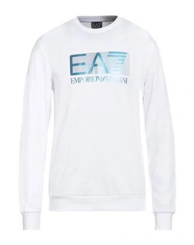 Ea7 Man Sweatshirt White Size 3xl Cotton, Elastane In White