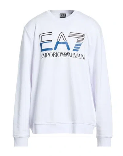 Ea7 Man Sweatshirt White Size 3xl Cotton, Polyester