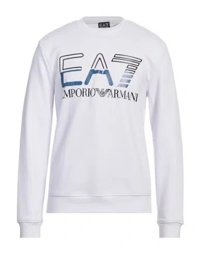 Ea7 Man Sweatshirt White Size 3xl Cotton, Polyester, Elastane