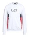 Ea7 Man Sweatshirt White Size 3xl Cotton, Polyester, Elastane In White